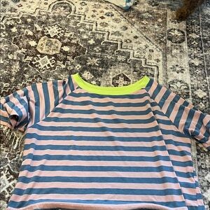Striped Short Sleeve Tee with Neon Accents